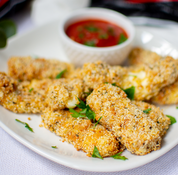 Spicy Keto Baked Mozzarella Sticks by More Sweet Than Salty