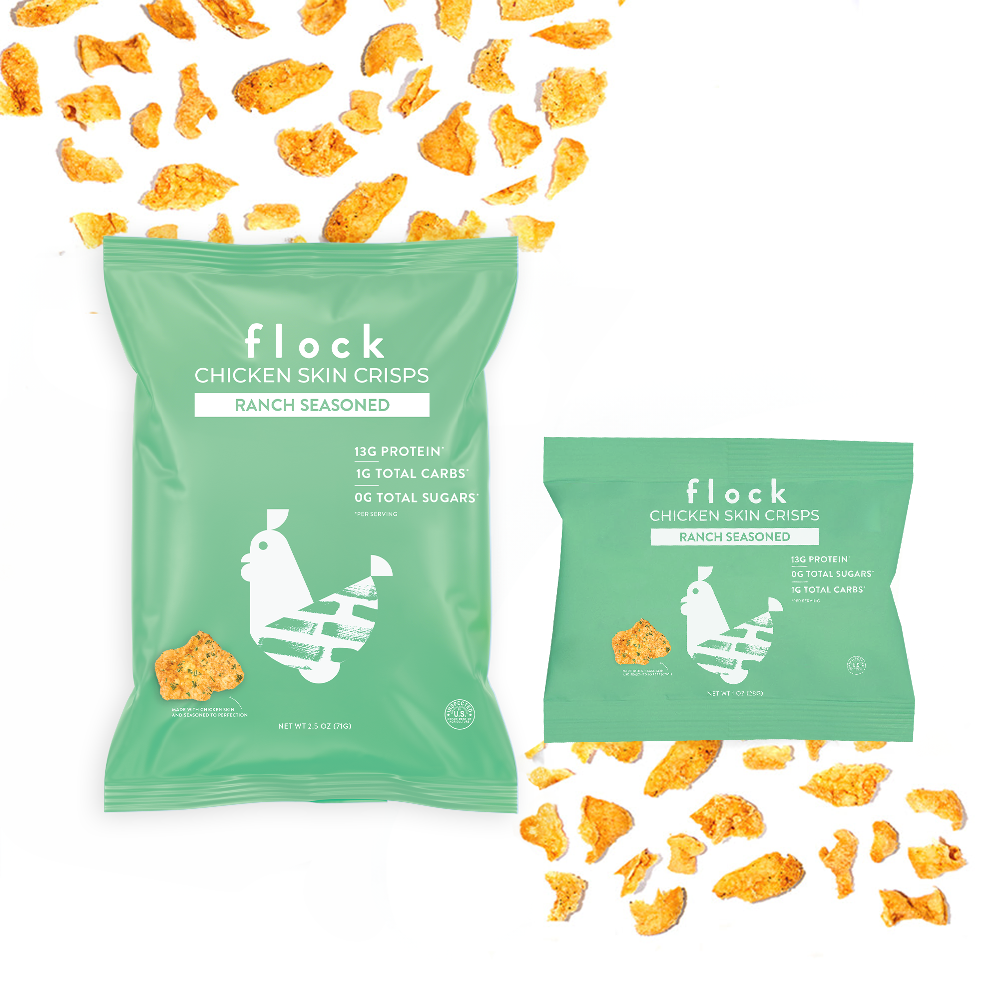 Ranch XL Flock Chicken Skin Crisps (2.5 OZ Bags)