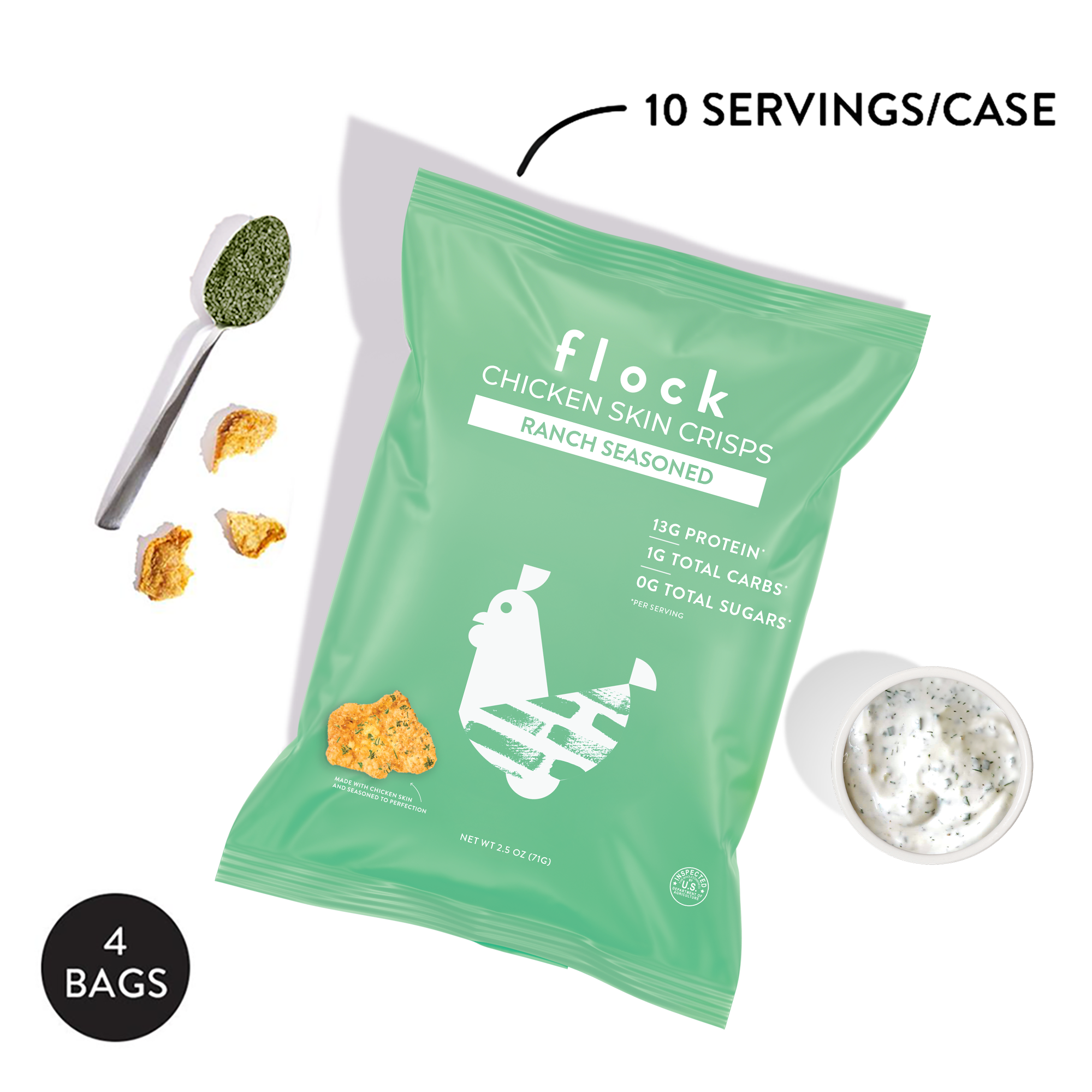 Ranch XL Flock Chicken Skin Crisps (2.5 OZ Bags)