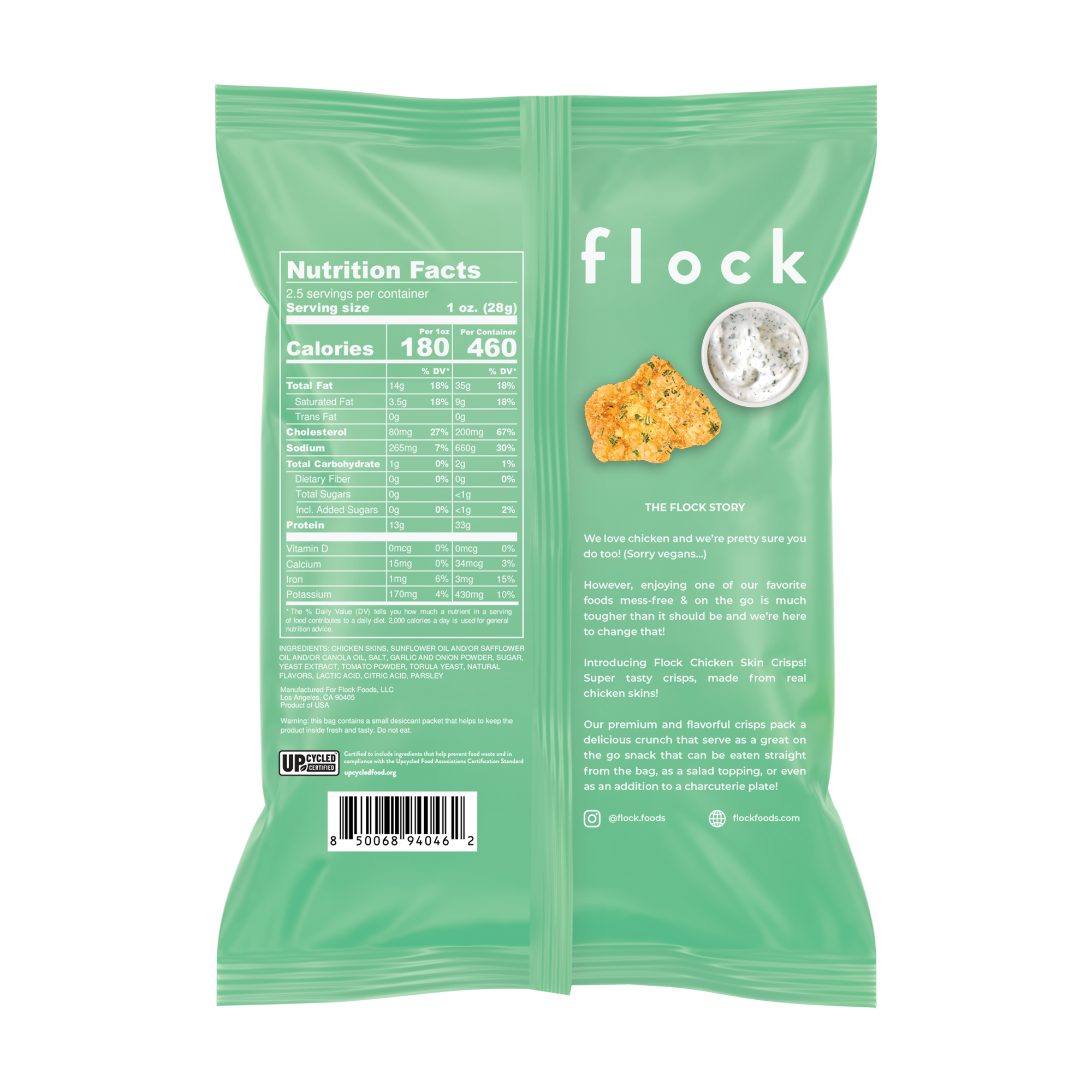 Ranch XL Flock Chicken Skin Crisps (2.5 OZ Bags)