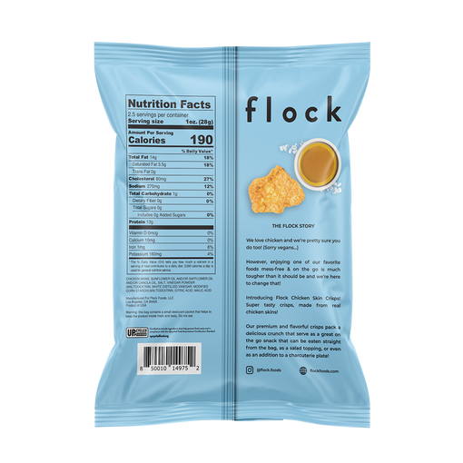 Salt & Vinegar XL Flock Chicken Skin Crisps (2.5 OZ Bags)